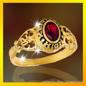 Hot Custom Colleage Sterling Silver 925 Ring with 18k Gold Plated for Women